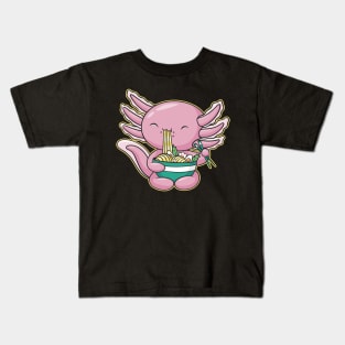 Cute Axolotl Eating Ramen Kids T-Shirt